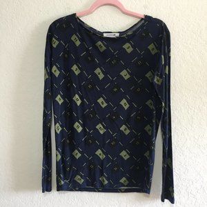 LACOSTE Boat Neck Golf Top Long Sleeve Jersey Navy Blue Size 34 Small